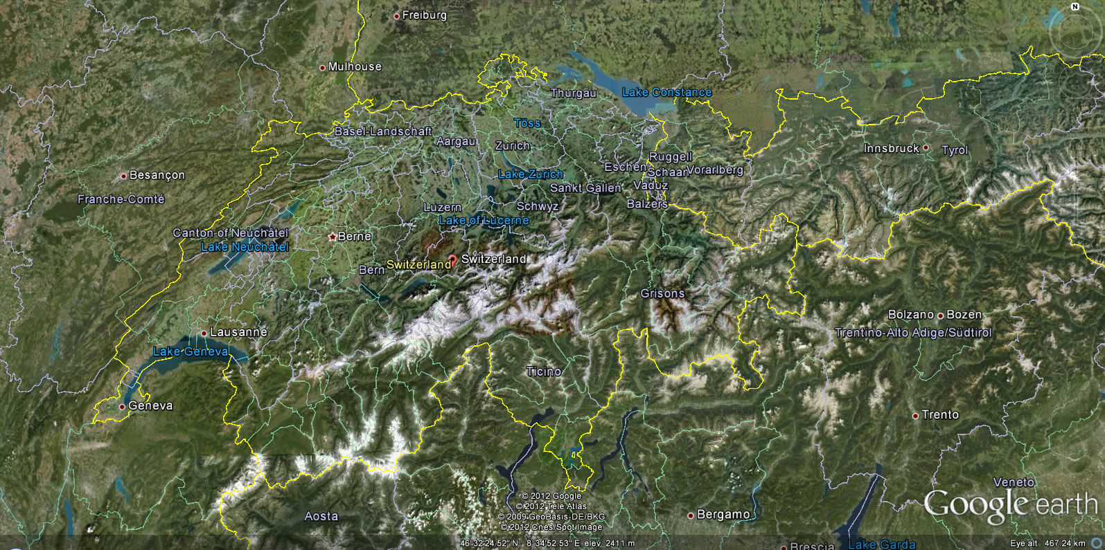 Switzerland Earth Map